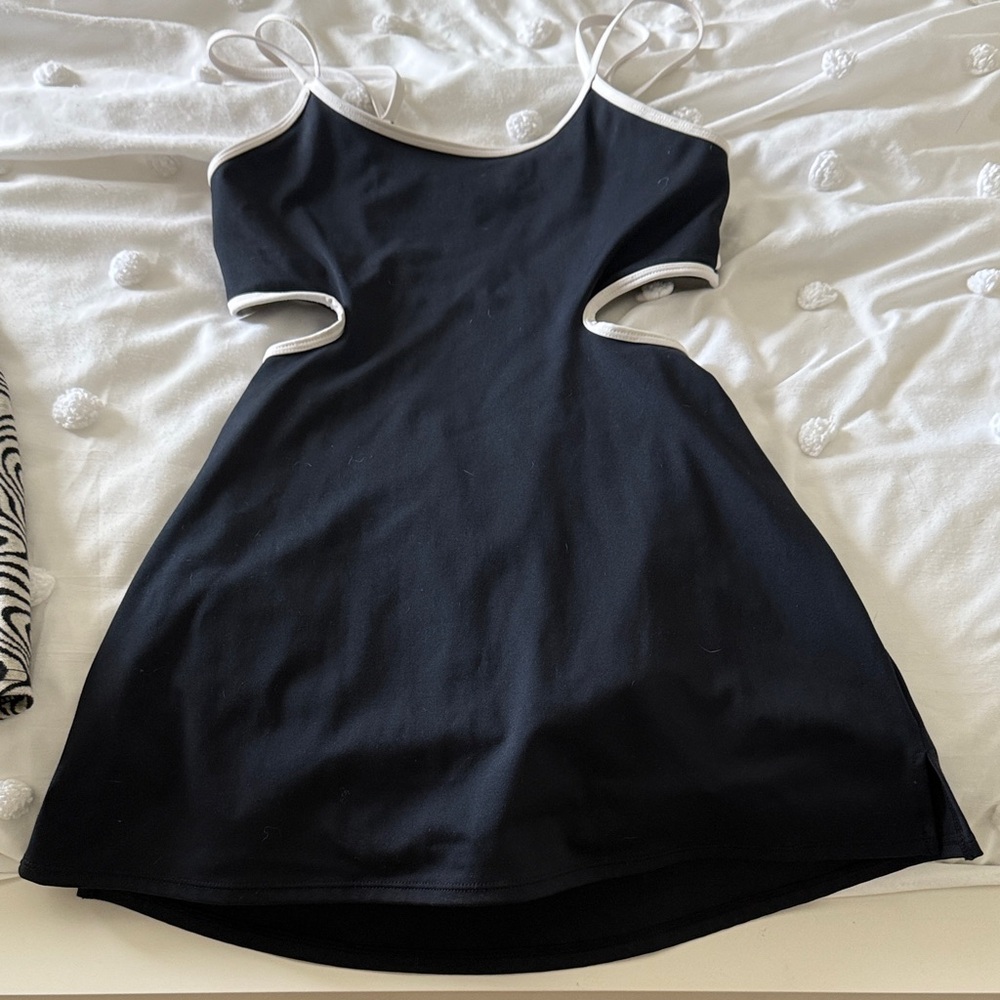 FP Movement by Free People Black and White Cutout Mini Dress